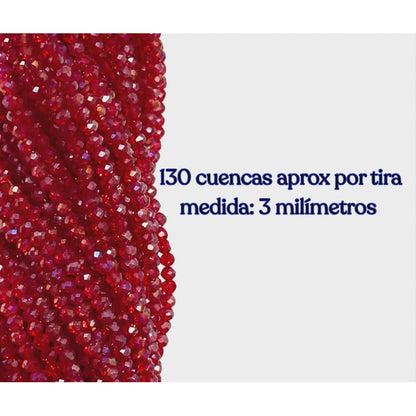 5 Tiras Cristal Checo Facetado 3mm Abalorio Bisutería 650pcs