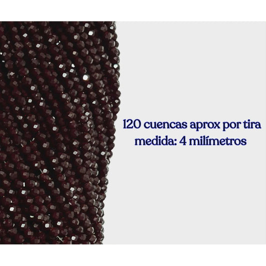 5 Tiras Cristal Checo Facetado 4mm Abalorio Bisutería 600pcs Vino