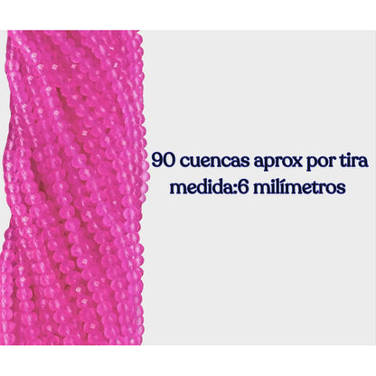 5 Tiras Cristal Checo Facetado 6mm Abalorio Bisutería 450pcs Fucsia Opaco