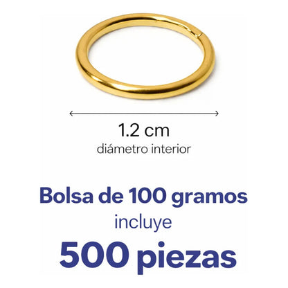 100 Gramos Argollas Metálicas Abiertas Bisutería Dorado-12mm