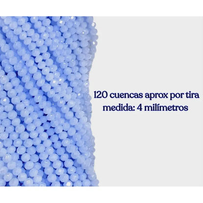 5 Tiras Cristal Checo Facetado 4mm Abalorio Bisutería 600pcs Azul Hielo Claro