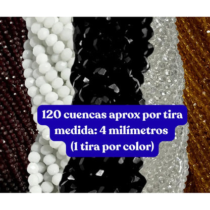 5 Tiras Cristal Checo Facetado 4mm Abalorio Bisutería 600pcs