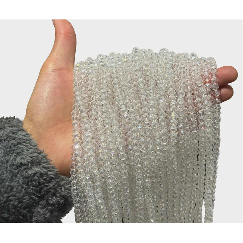 5 Tiras Cristal Checo Facetado 6mm Abalorio Bisutería 450pcs Transparente Tornasol