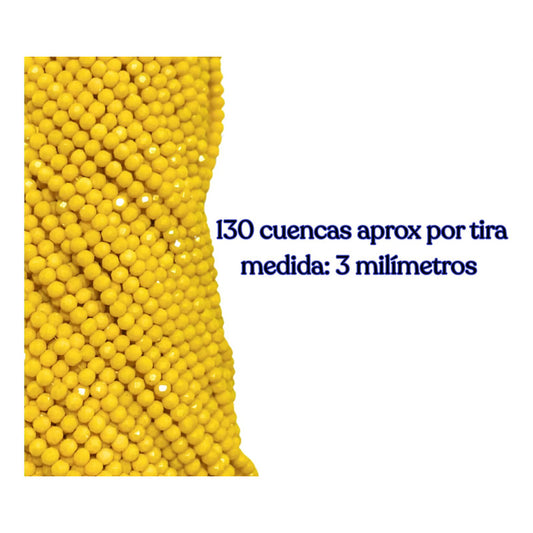 5 Tiras Cristal Checo Facetado 3mm Abalorio Bisutería 650pcs Amarillo