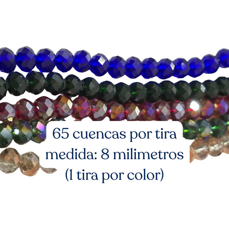 5 Tiras Cristal Checo Facetado 8mm Abalorio Bisutería 325pcs