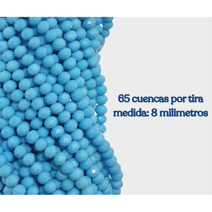 5 Tiras Cristal Checo Facetado 8mm Abalorio Bisutería 325pcs