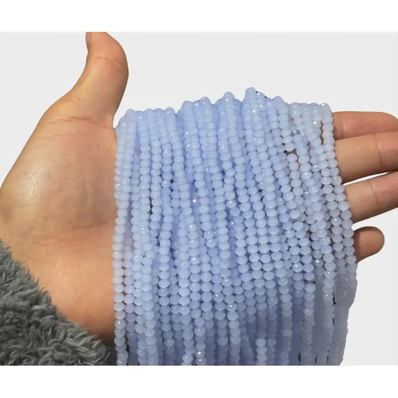 5 Tiras Cristal Checo Facetado 4mm Abalorio Bisutería 600pcs Azul Hielo Claro