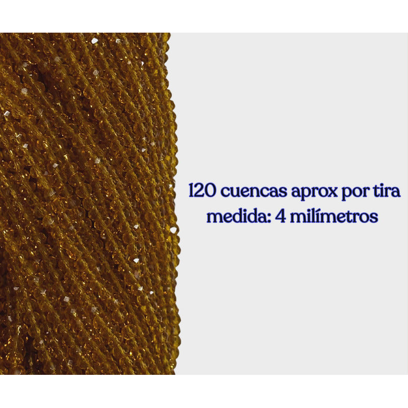 5 Tiras Cristal Checo Facetado 4mm Abalorio Bisutería 600pcs Ambar Transparente