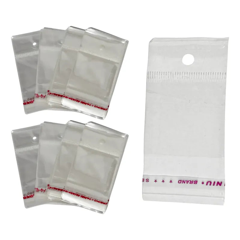 400 Unidades Bolsa Celofán 4x8cm Con Adhesivo Y Orificio Transparente 4x8cm