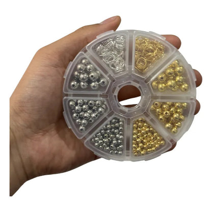 Kit Cuentas Bola Lisa Acrílica Para Bisutería Con Estuche 500 Piezas