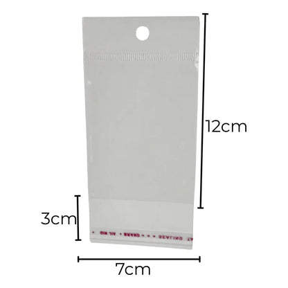 400 Unidades Bolsa Celofán 7x15cm Con Adhesivo Y Orificio Transparente 7x15cm