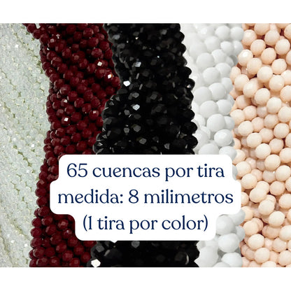 5 Tiras Cristal Checo Facetado 8mm Abalorio Bisutería 325pcs