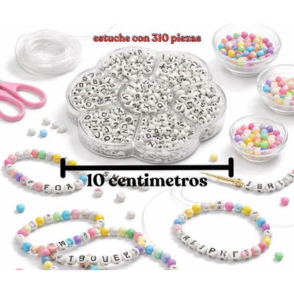 Set De Luneta Abecedario Cuentas Acrílica Bisutería Abalorio B/n-310pcs