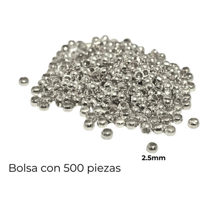 500 Pcs Abalorio Grapa/remache Para Bisuteria 2.5mm Plateado 2.5 Mm