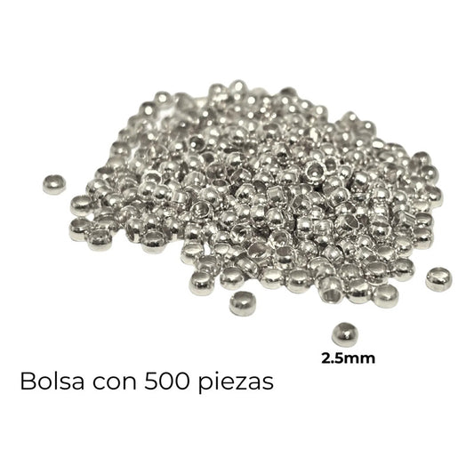 500 Pcs Abalorio Grapa/remache Para Bisuteria 2.5mm Plateado 2.5 Mm