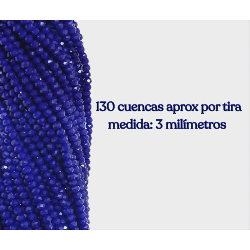 5 Tiras Cristal Checo Facetado 3mm Abalorio Bisutería 650pcs Azul Rey