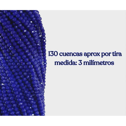 5 Tiras Cristal Checo Facetado 3mm Abalorio Bisutería 650pcs Azul Rey