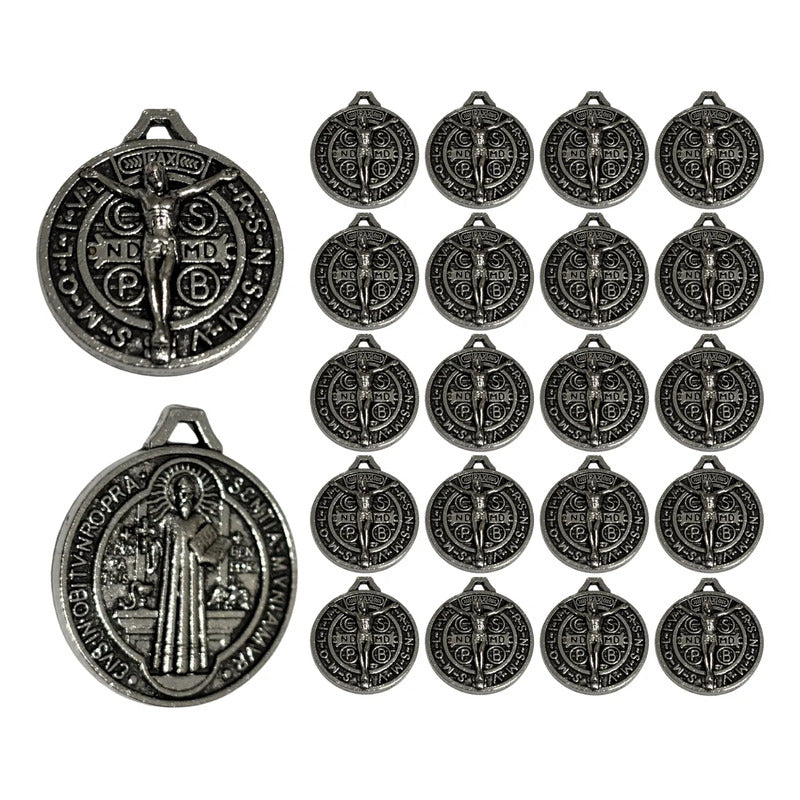 50gms Dije San Benito Medalla Jesucristobisuteria Doble Cara Plata