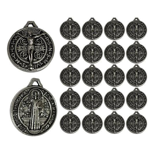 50gms Dije San Benito Medalla Jesucristobisuteria Doble Cara Plata