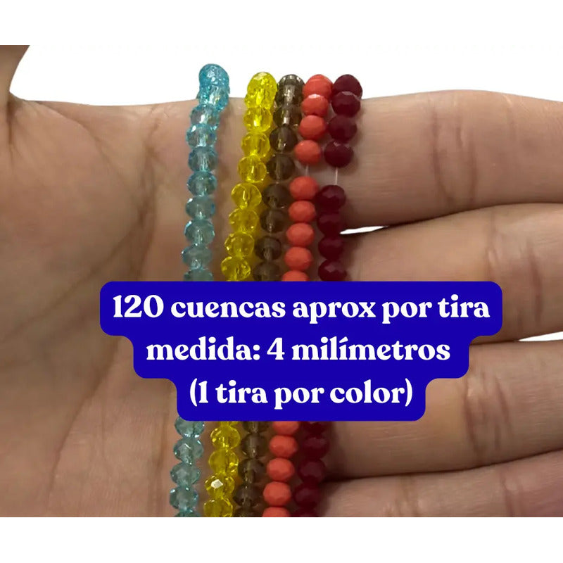 5 Tiras Cristal Checo Facetado 4mm Abalorio Bisutería 600pcs