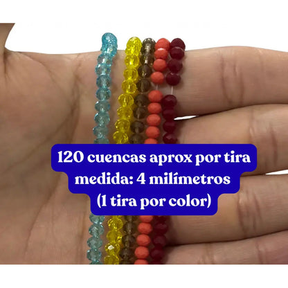 5 Tiras Cristal Checo Facetado 4mm Abalorio Bisutería 600pcs