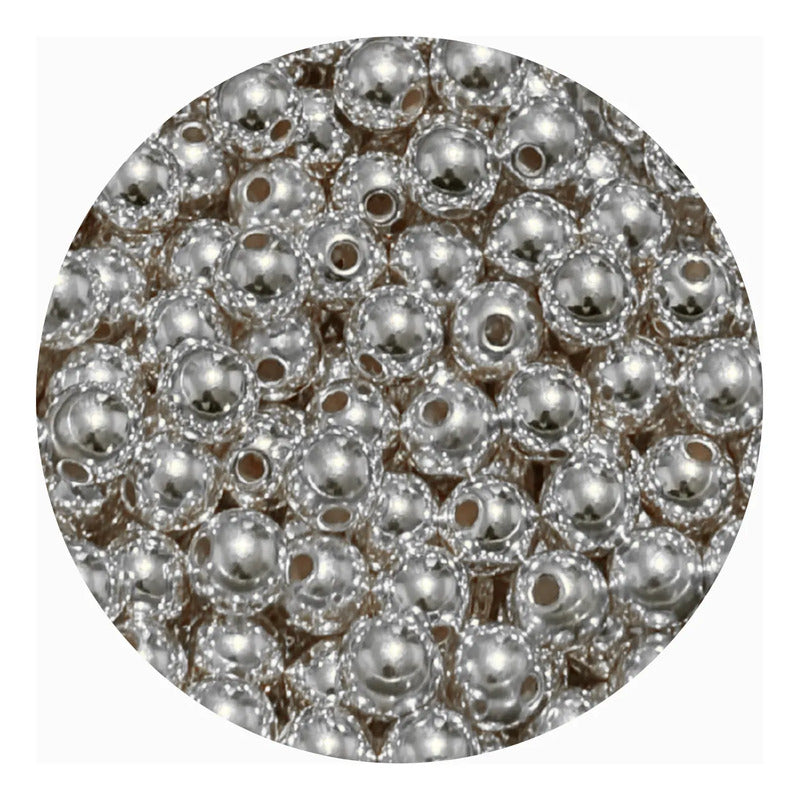 50 Grms Bola Lisa Abalorio Acrilico Separador Bisuteria Plateado 4 Mm