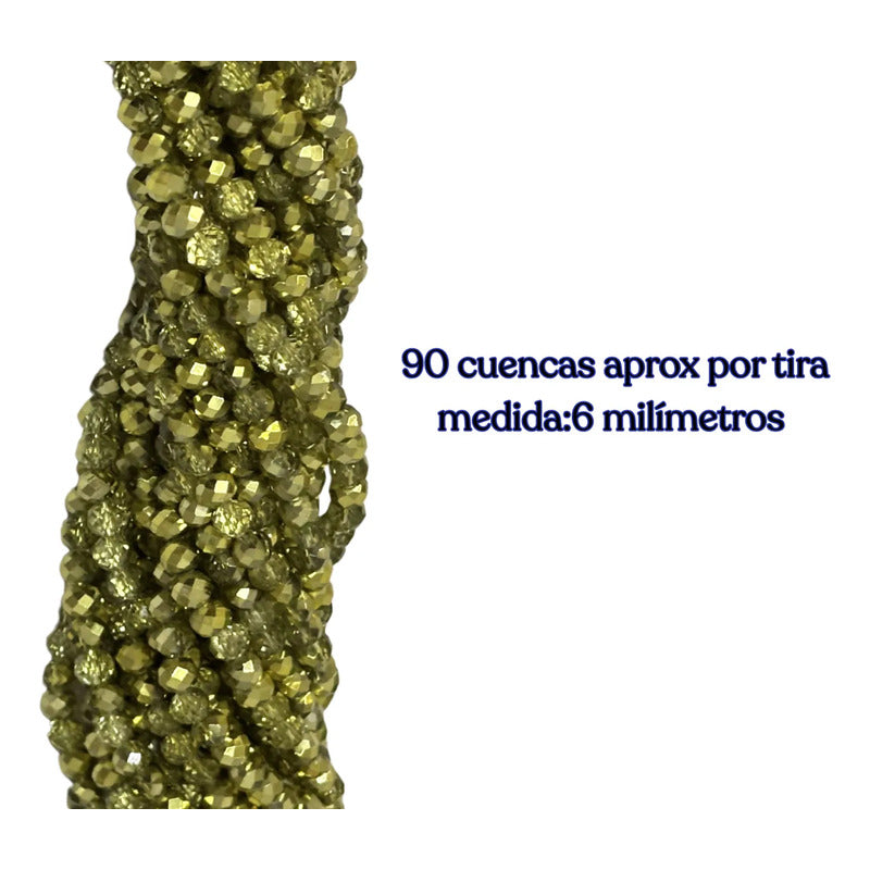 5 Tiras Cristal Checo Facetado 6mm Abalorio Bisutería 450pcs