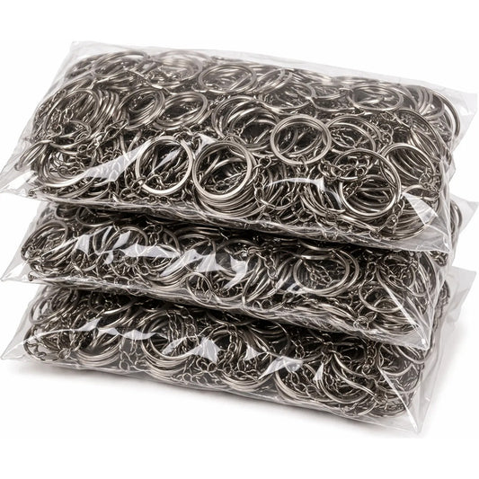 1,000 Pack Argollas Para Llavero Con Cadena Metálica Plateado