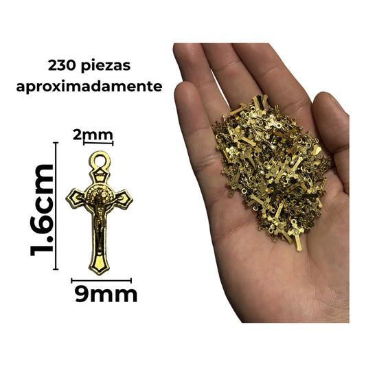 Dije Crucifijo Mini Jesucristo Doble Cara 230 Piezas Dorado