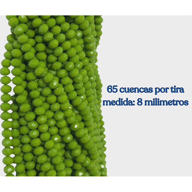 5 Tiras Cristal Checo Facetado 8mm Abalorio Bisutería 325pcs Verde Chícharo