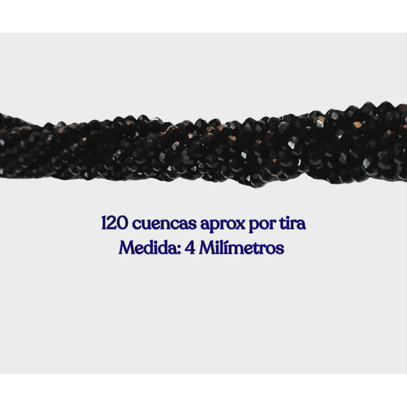 5 Tiras Cristal Checo Facetado 4mm Abalorio Bisutería 600pcs Negro