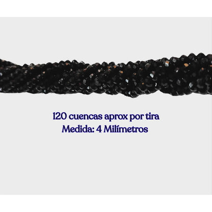 5 Tiras Cristal Checo Facetado 4mm Abalorio Bisutería 600pcs Negro
