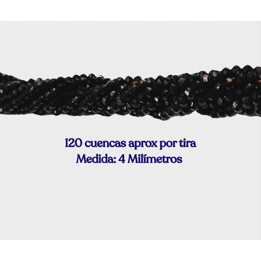 5 Tiras Cristal Checo Facetado 4mm Abalorio Bisutería 600pcs Negro