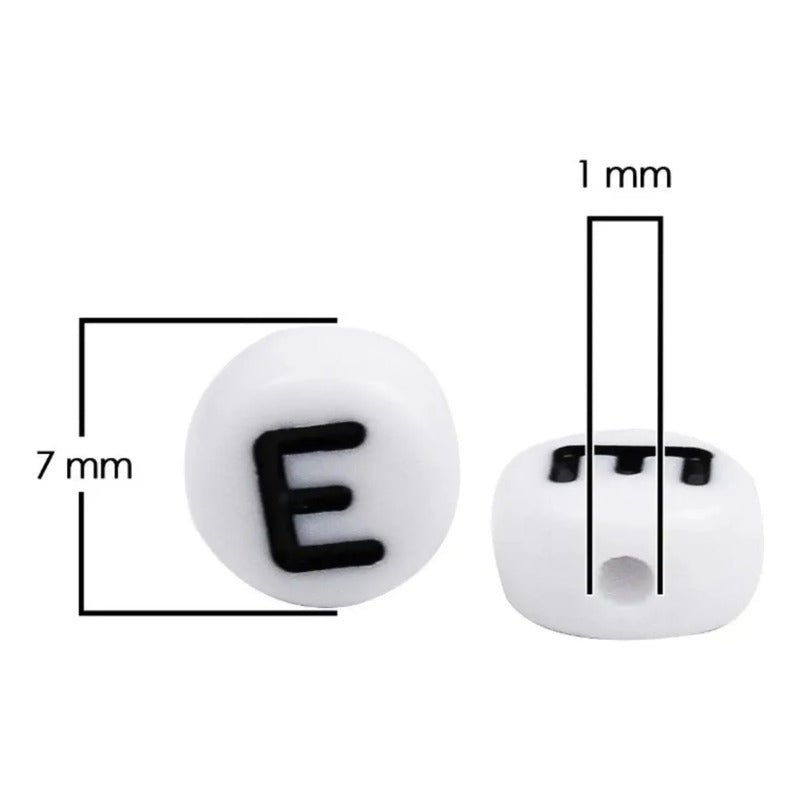 2,000 Pzs Luneta Abecedario Letra Acrílica Pulsera Bisutería Letra Negra Fosfo