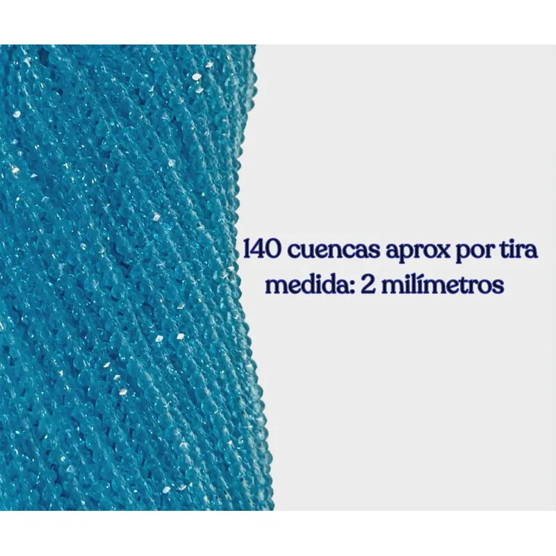 5 Tiras Cristal Checo Facetado 2mm Abalorio Bisutería 700pcs Azul Transparente