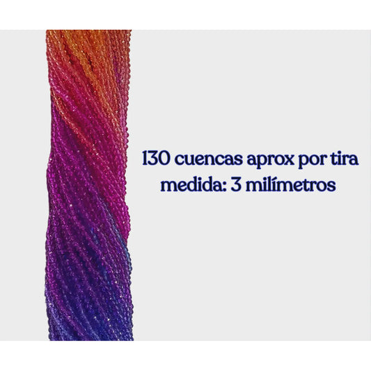 5 Tiras Cristal Checo Facetado 3mm Abalorio Bisutería 650pcs Multicolor