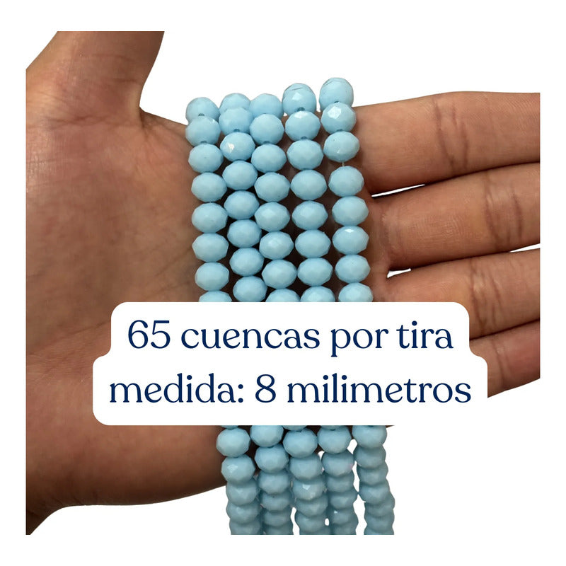 5 Tiras Cristal Checo Facetado 8mm Abalorio Bisutería 325pcs