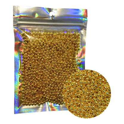 1,800 Pcs Abalorio Metálico Bola Con Orificio Manualidades Dorado 3 Mm