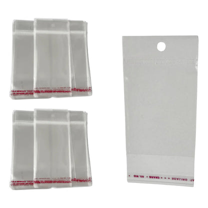 400 Unidades Bolsa Celofán 7x15cm Con Adhesivo Y Orificio Transparente 7x15cm