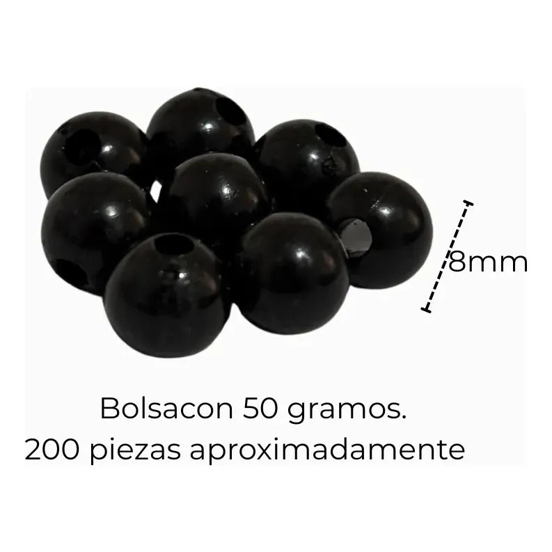 50 Gramos Abalorio Cuencas Separador Bisutería Figuras Bola 8mm Negro