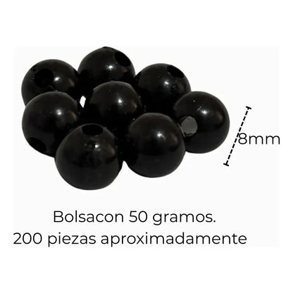 50 Gramos Abalorio Cuencas Separador Bisutería Figuras Bola 8mm Negro