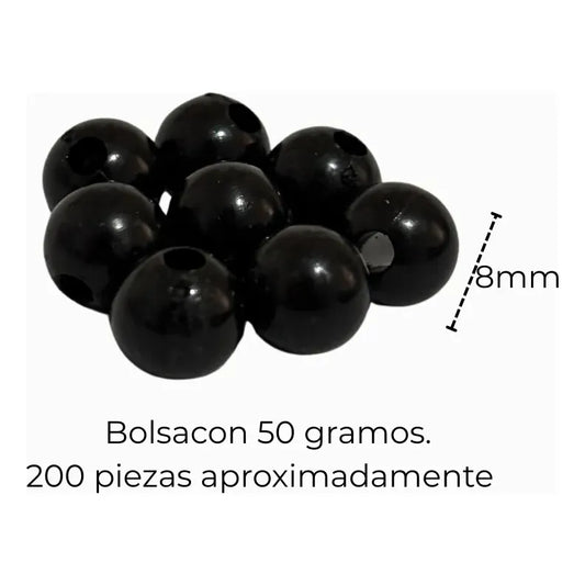 50 Gramos Abalorio Cuencas Separador Bisutería Figuras Bola 8mm Negro
