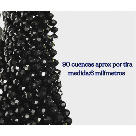 5 Tiras Cristal Checo Facetado 6mm Abalorio Bisutería 450pcs Negro