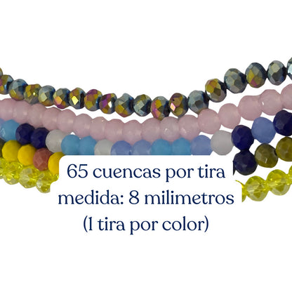 5 Tiras Cristal Checo Facetado 8mm Abalorio Bisutería 325pcs