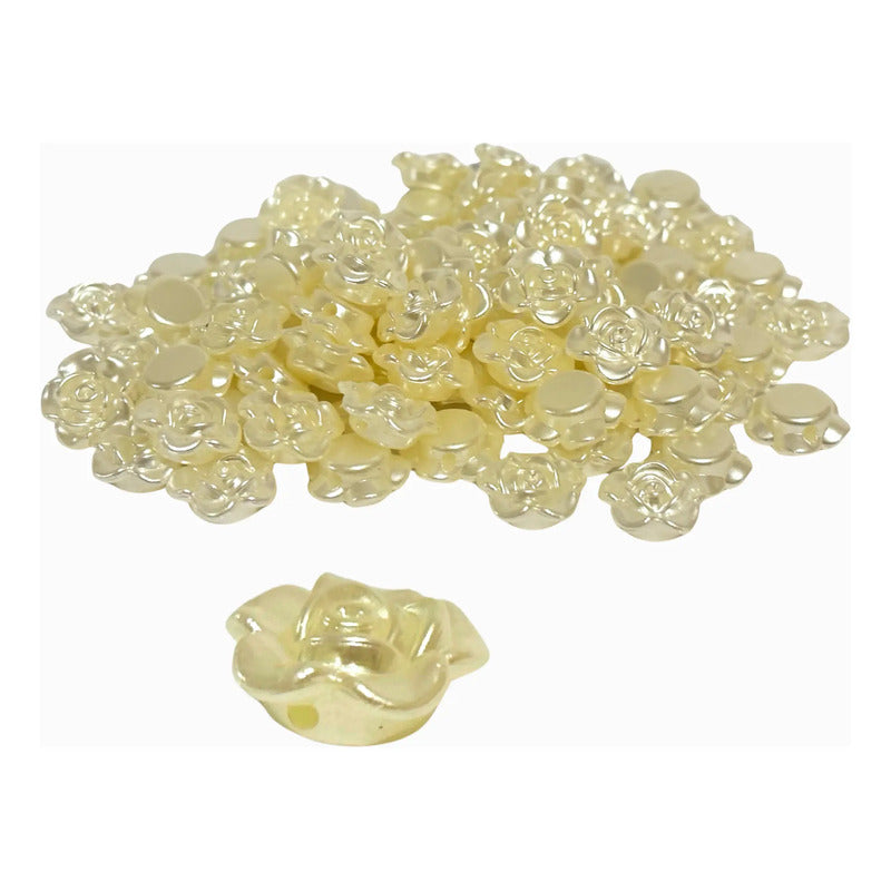150 Pcs Abalorio Separador Acrílico Flor Para Bisutería Beige
