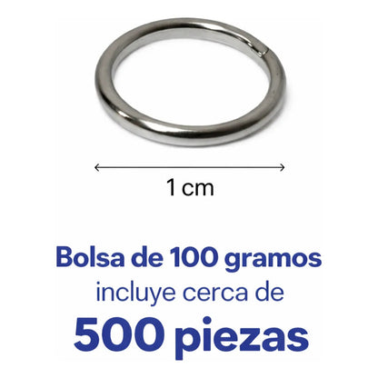 100 Gramos Argollas Metálicas Abiertas Bisutería Plateado-10mm