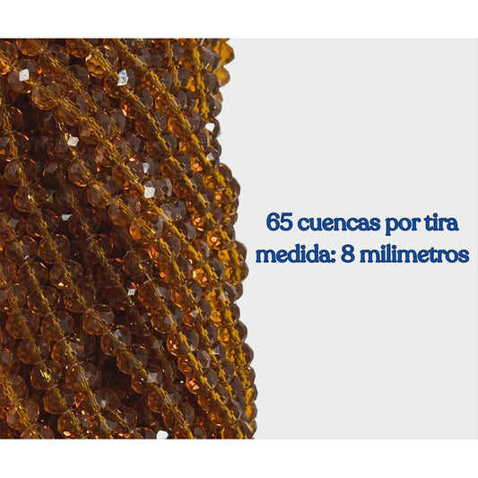 5 Tiras Cristal Checo Facetado 8mm Abalorio Bisutería 325pcs Ambar Transparente