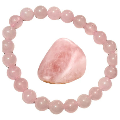 Pulsera De Cuarzo Rosa Tallado 8mm Amor Protección Rosa 12 Cm