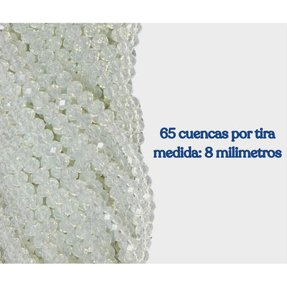 5 Tiras Cristal Checo Facetado 8mm Abalorio Bisutería 325pcs