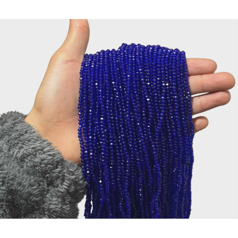 5 Tiras Cristal Checo Facetado 3mm Abalorio Bisutería 650pcs Azul Rey Transparente
